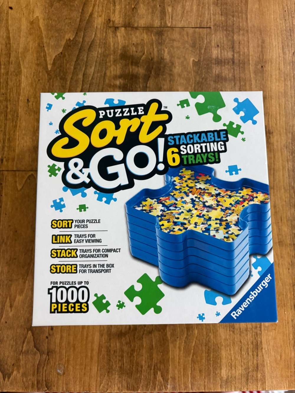 Ravensburger Puzzle Sort & Go! Stackable Trays - Blue and Yellow Accents